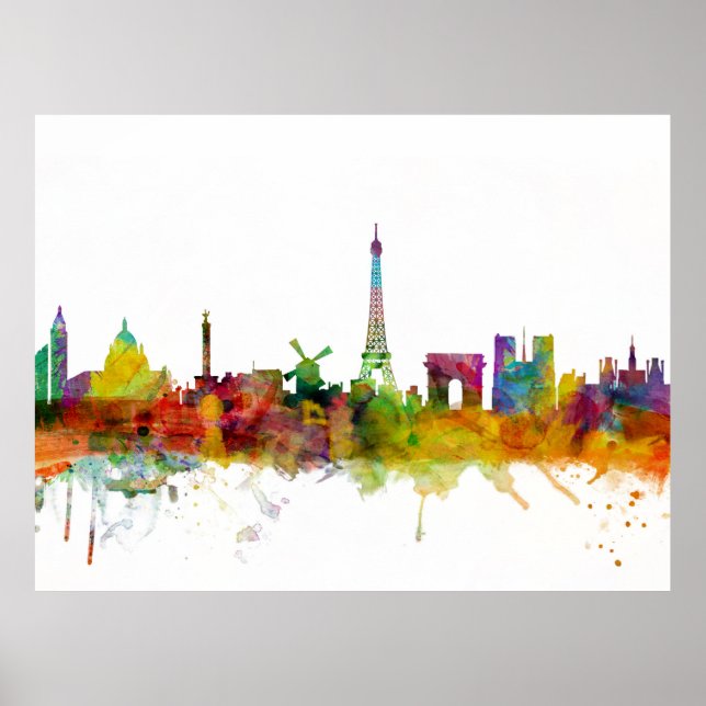 Póster Paris França Skyline (Frente)