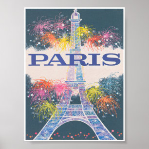 Poster Paris França, Torre Eiffel, Viagens vintage