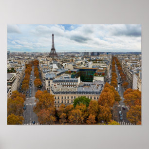 Poster Paris França Viagem Torre Eiffel Outono Dourado