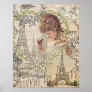 Póster Paris France Bonito Girl Eiffel