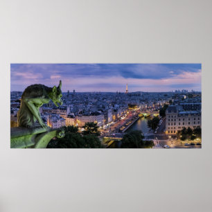 Poster Paris France Gargoyle