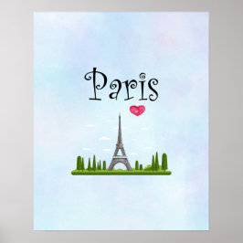 Poster Paris francesa com Torre Eiffel