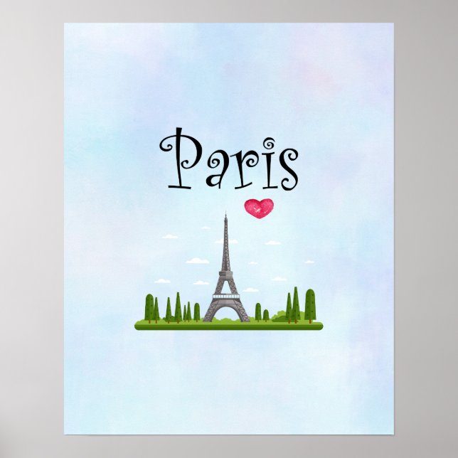 Poster Paris francesa com Torre Eiffel (Frente)