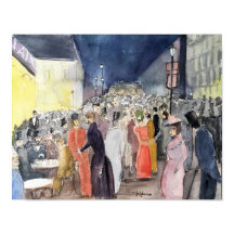 PARIS, LA BELLE EPOQUE, CITYSCAPE WATERCOLOR