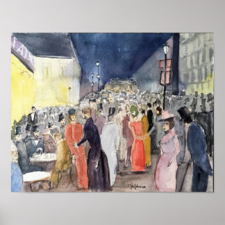 POSTER PARIS, LA BELLE EPOQUE, CITYSCAPE WATERCOLOR