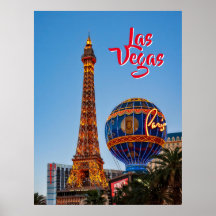Paris Las Vegas no cartão-postal ao anoitecer