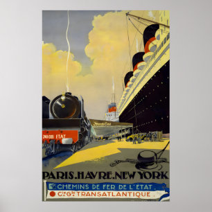 Poster Paris Le Havre Nova York anos 20 - Estilo Vintage