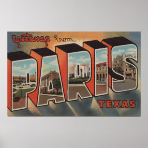 Póster Paris, letra ScenesParis de TexasLarge, TX