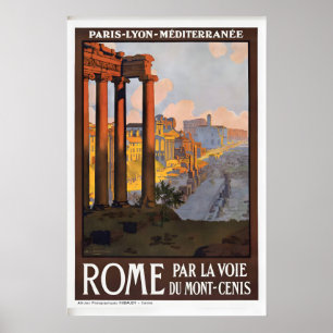 Poster Paris Lyon Roma Passo Alpino Mont-Cenis Itália