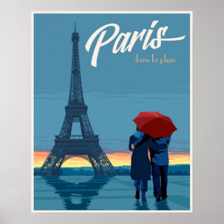 Póster Paris na chuva
