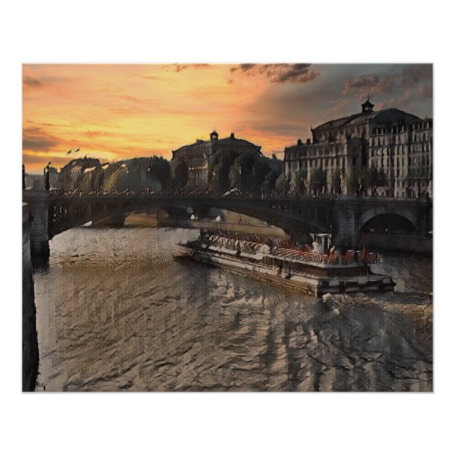Póster Paris River Wall Art Cityscape Sunset Scene (Frente)
