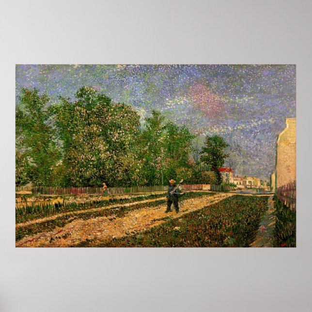 Póster Paris Road com Peasant por Vincent van Gogh (Frente)