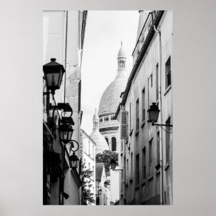 Póster Paris Sacre-Coeur em preto e branco