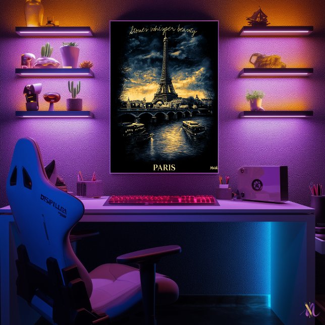 Poster Paris Skyline - Arte Monocromática do Carvão - Urb (Criador carregado)