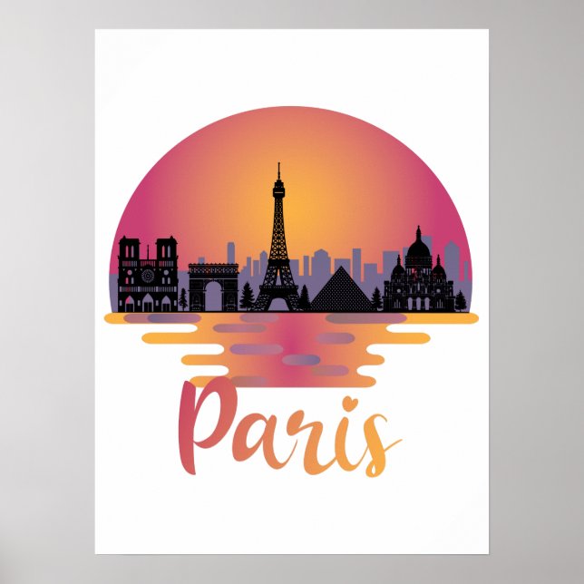 Poster Paris Skyline - França Viagem (Frente)