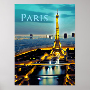 Poster Paris sob o céu azul turquesa