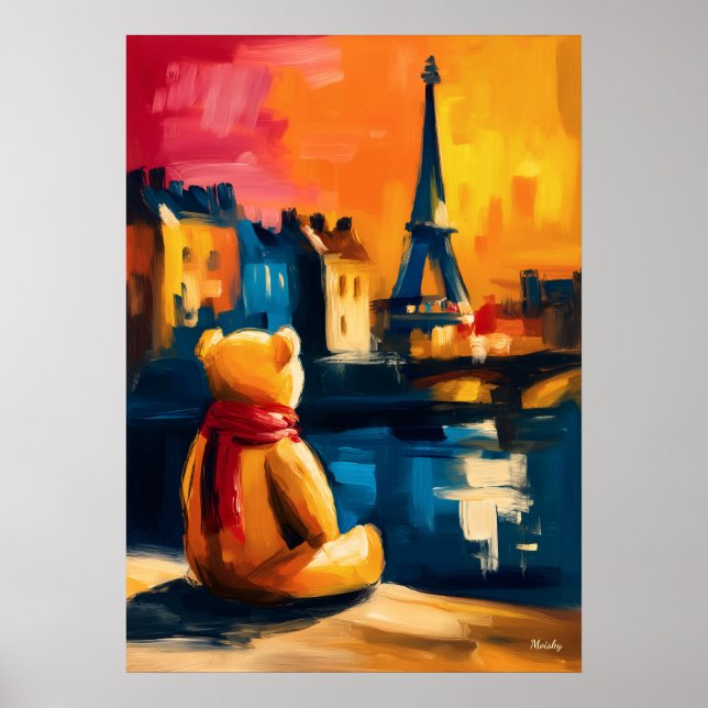 Poster Paris Teddy Fauvist Eiffel Tower Sunset Print (Frente)