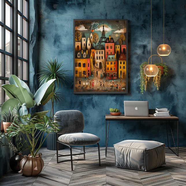 Póster Paris: The City of Light - Whimsical Art (Criador carregado)