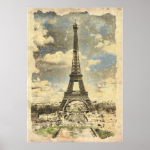 Paris - Torre Eiffel - Arte Inspirada em Vintage