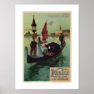 Poster Paris Veneza Itália viagens vintage e romântico