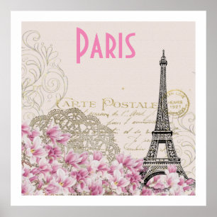 Poster PARIS   vintage Eiffel tower card