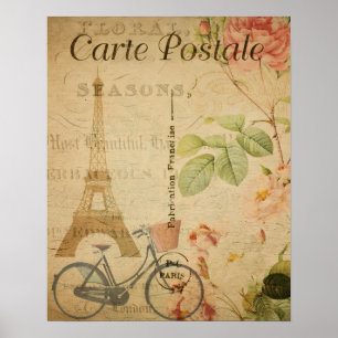 Poster Parisiense Vintage com Torre Eiffel