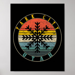 Poster Park City Utah Esquiando Snowboard Skier Snow