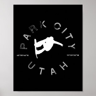 Poster Park City Utah Graphic Vintage Retro Snowboard