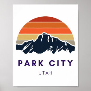 Poster Park City Utah Skiing Snowboard Hikers Utah Gif