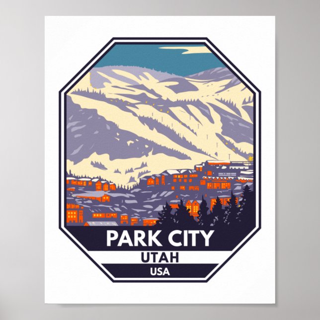 Poster Park City Utah Winter Area Emblem (Frente)