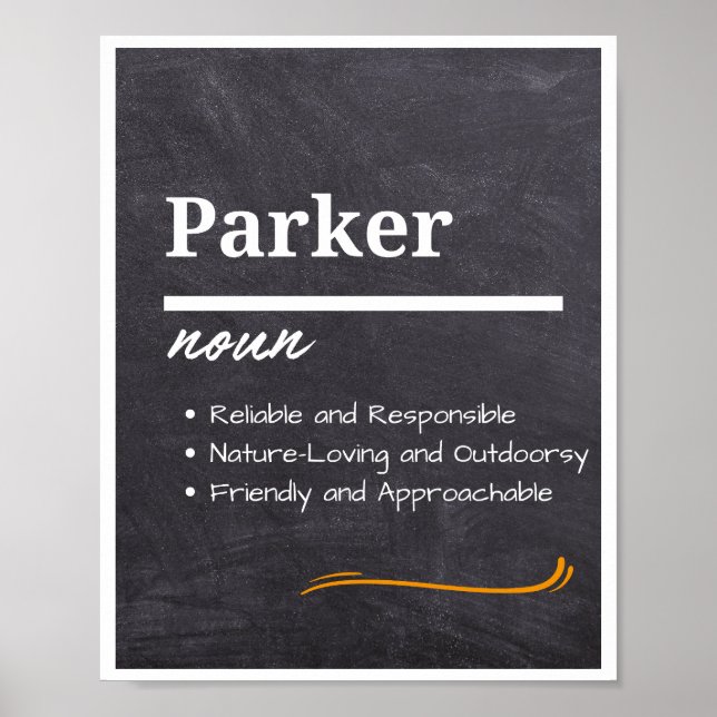 Poster Parker, Definição de Nome Personalizado de Menino (Frente)