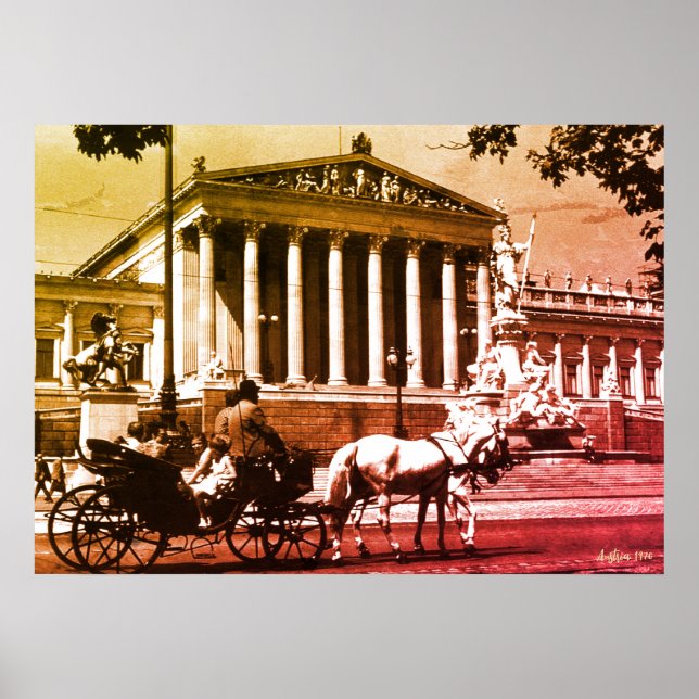 Poster Parlamento de Viena Vintage Áustria (Frente)
