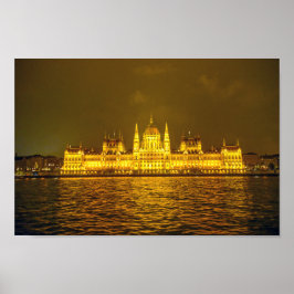 Poster Parlamento Húngaro, Budapeste, Hungria à Noite