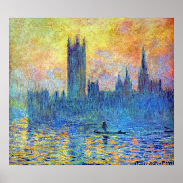 Poster Parlamento londrino em inverno por Claude Monet (Frente)
