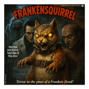 Póster Paródia Clássica de Filme do Frankensquirrel