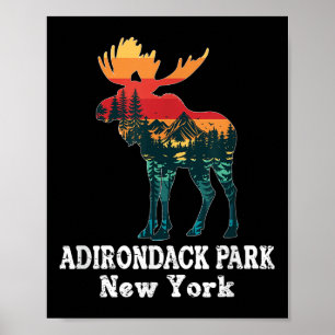 Poster Parque Adirondack Silhueta de Alce Caminhando Nova