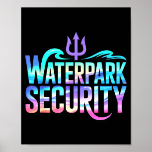 Poster Parque aquático infantil segurança surf mermaid fé