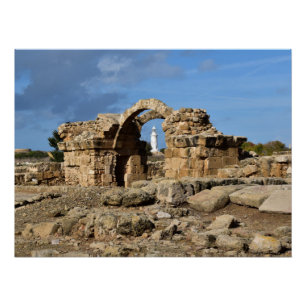 Póster Parque arqueológico de Paphos, ruínas e farol