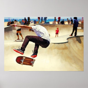 Póster Parque concreto do conselho do skate do verão na