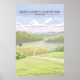 Poster Parque Country Queen Elizabeth Hampshire Viagem