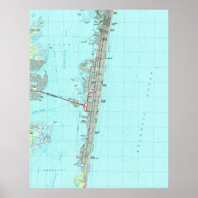 Póster Parque da costa e Mapa da costa do NJ (1989) (Frente)