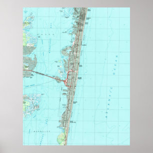 Póster Parque de beira-mar & costa Mapa de NJ (1989)