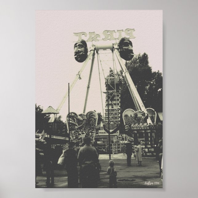 Poster Parque de diversões Vintage Austria Viena Prater (Frente)