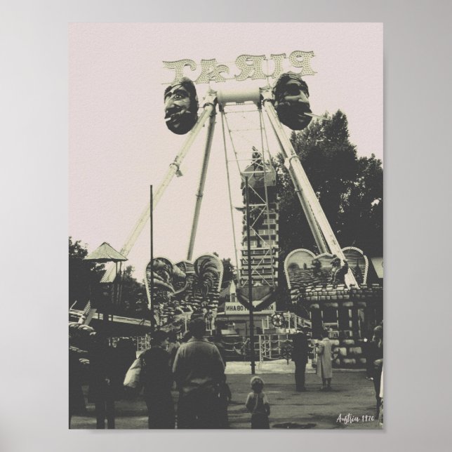 Poster Parque de diversões Vintage Austria Viena Prater (Frente)