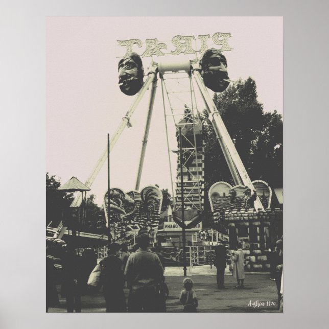 Poster Parque de diversões Vintage Austria Viena Prater (Frente)