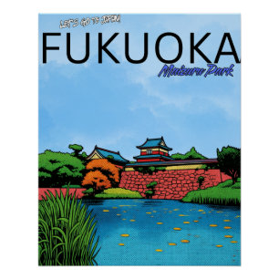 Póster Parque do Castelo de Fukuoka Maizuru Japão viagem