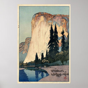 Poster Parque do EL Capitan Yosemite da arte de Woodblock