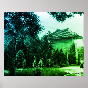 Poster Parque dos mártires Canton da China Vintage
