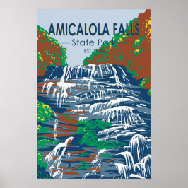 Poster Parque Estadual Amicalola Falls Geórgia Vintage