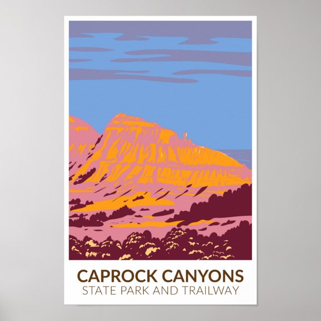 Poster Parque Estadual Caprock Canyons e TRail Texas (Frente)